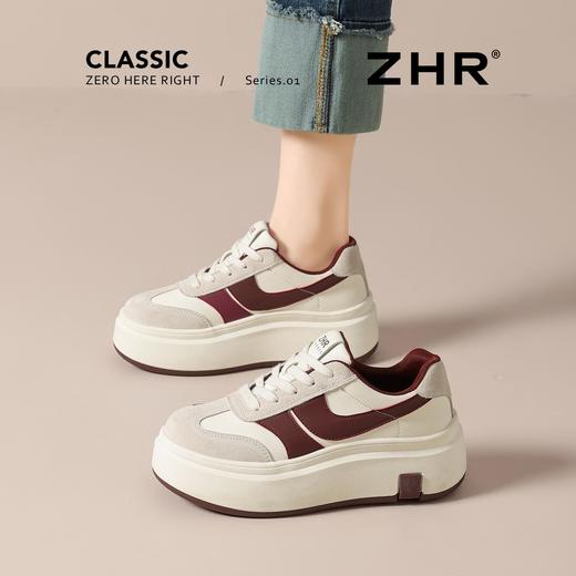 ZHR真皮二层猪皮厚底增高休闲鞋2026春季新款百搭小个子运动女鞋 商品图7