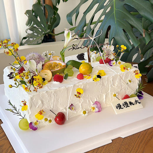 ins 鲜花水果方形蛋糕 商品图0