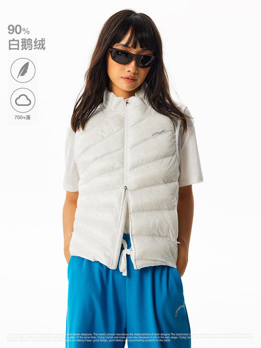 CryingCenter半透明暖冬立领收腰放射排骨状无胆羽绒马甲 商品图1