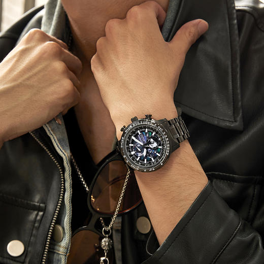 西铁城/CITIZEN不锈钢覆GIP光动能万年历 电波男表BY3005-56E 商品图8