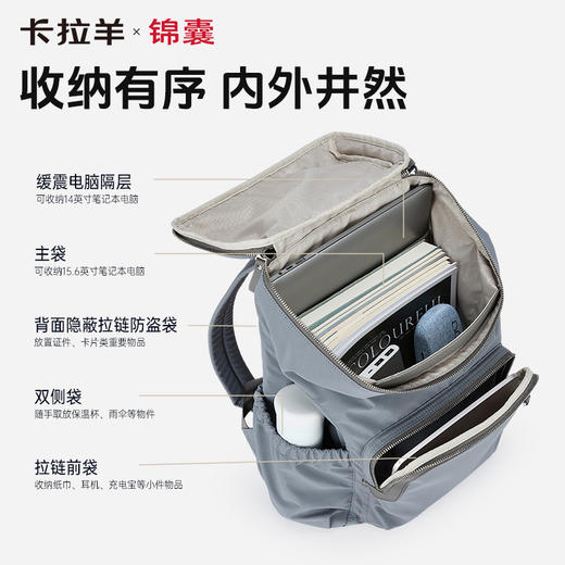 卡拉羊X锦囊多功能大容量商务通勤双肩包轻便电脑双肩包轻盈版悠途系列 CN5235L 商品图8