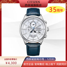 西铁城CITIZEN光动能电波皮带月相时尚男表BY1030-09A