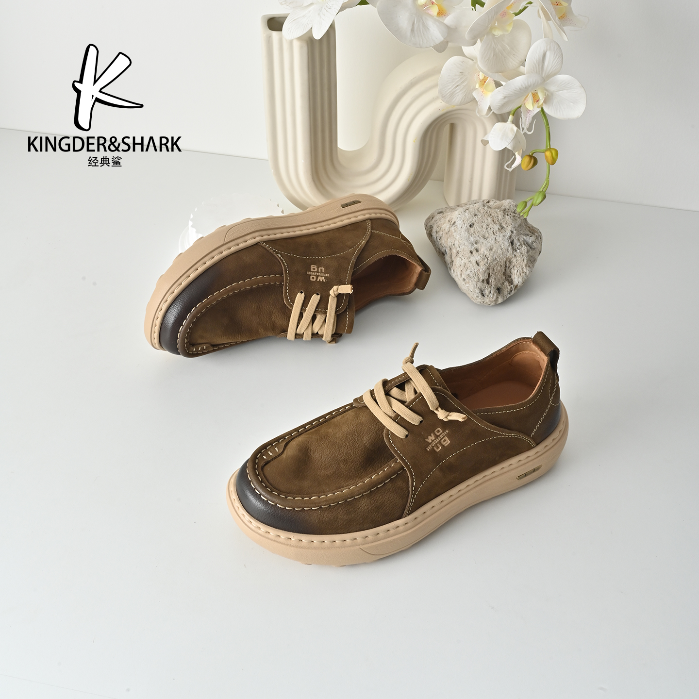 经典鲨2026年春季专柜新品牛皮革男士户外一脚蹬工装休闲鞋KW227-613011