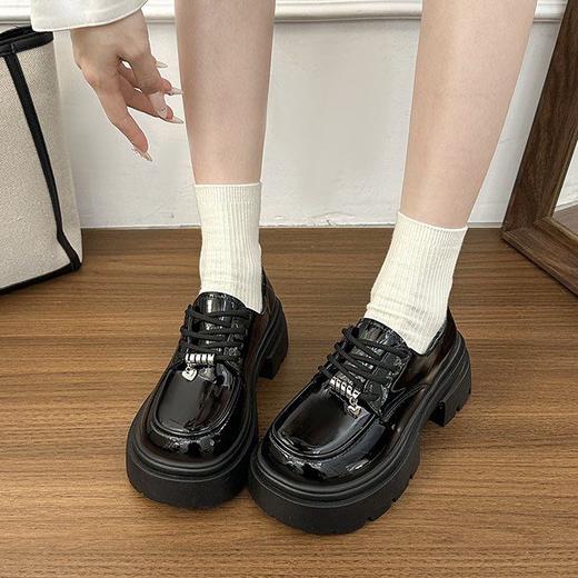 【YW】无忧购英伦风厚底小皮鞋女春季新款复古百搭系带增高单鞋H9272（3.1截单后3-7天发货) 商品图3