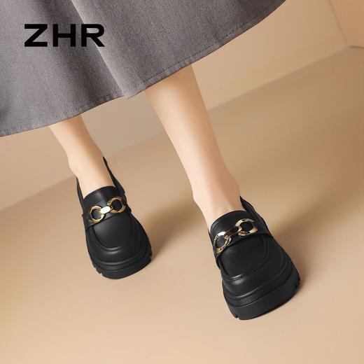ZHR则则头层牛皮双环扣厚底乐福鞋2026春季新款气质舒适通勤单鞋 商品图6