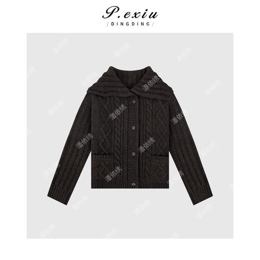 A008潘依绣丁丁宠粉羊-毛 法式风编织花纹排扣毛衣 Q34109 商品图0