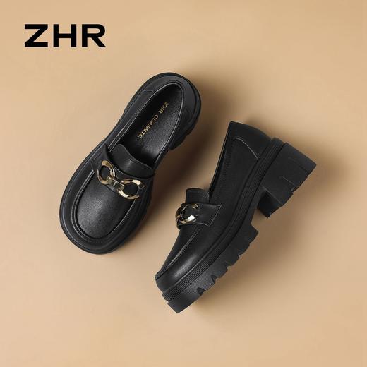 ZHR则则头层牛皮双环扣厚底乐福鞋2026春季新款气质舒适通勤单鞋 商品图9