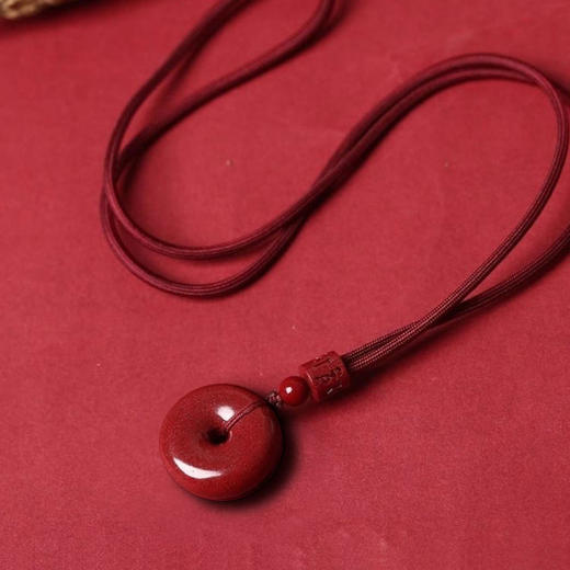 【祈愿吉品】紫金砂朱砂平安扣吊坠挂绳挂饰男女老小项链挂件正品 商品图6