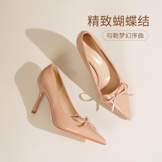 ZHR则则尖头裸色高跟鞋女2026春季新款蝴蝶结浅口单鞋气质女鞋子 商品图4