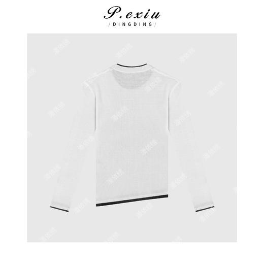 04-1潘依绣丁丁宠粉休闲撞色下摆开叉毛织上衣 Q4571 商品图0