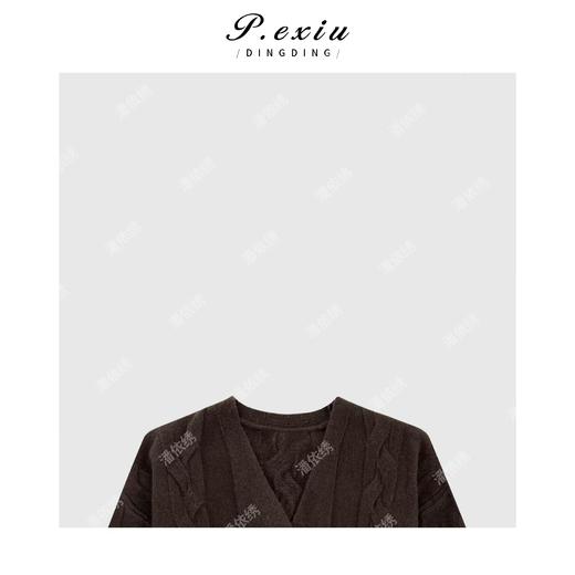 A008潘依绣丁丁宠粉牦牛-绒 复古麻花编制开衫毛衣 Q34004 商品图2