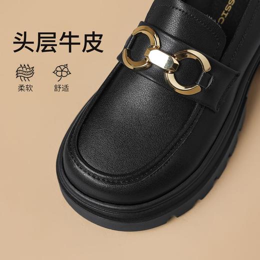 ZHR则则头层牛皮双环扣厚底乐福鞋2026春季新款气质舒适通勤单鞋 商品图4