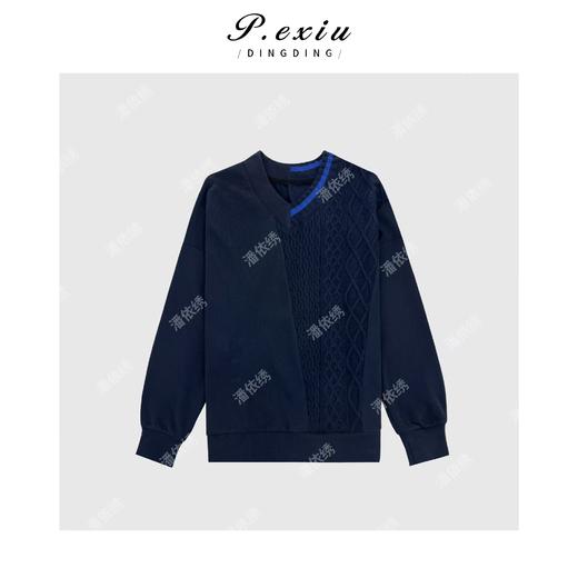 A008潘依绣丁丁宠粉英伦风拼接麻花抓绒毛衣 Q67041 商品图0