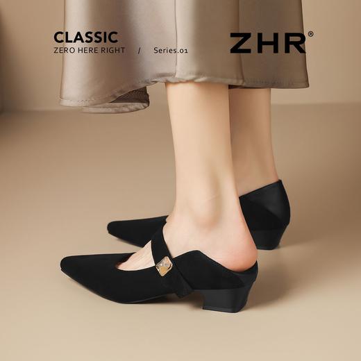 ZHR则则尖头方扣粗跟玛丽珍鞋女鞋2026新款法式优雅简约浅口单鞋 商品图6