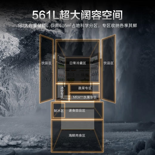 卡萨帝原石系列561升法式多门冰箱全自动制冰594mm超薄零嵌入式双系统BCD-561WGCFDM4WUU1 商品图6