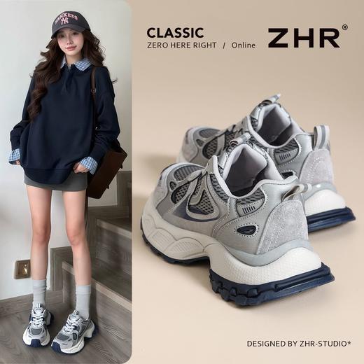 ZHR厚底【增高4.5cm】老爹鞋网面透气2026春季新款休闲鞋运动鞋女 商品图1
