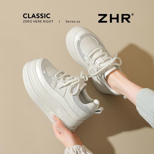 ZHR【7.5cm】则则厚底水钻小白鞋女2026春新款轻便百搭增高休闲鞋 商品图8