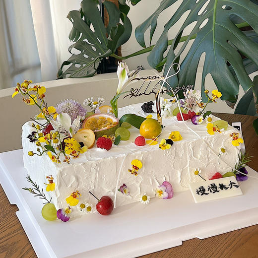 ins 鲜花水果方形蛋糕 商品图1