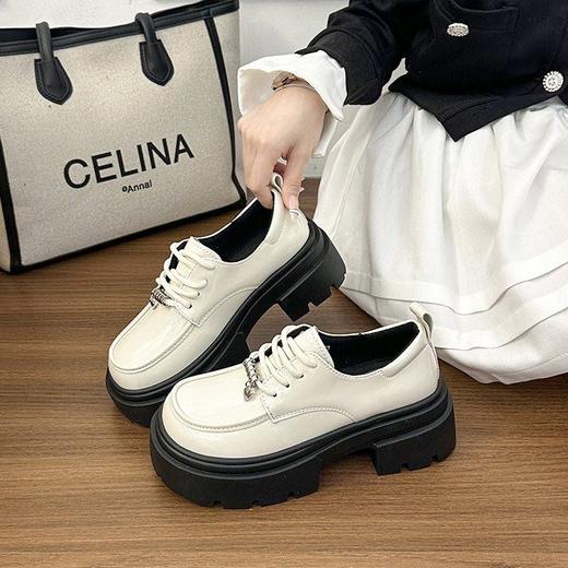 【YW】无忧购英伦风厚底小皮鞋女春季新款复古百搭系带增高单鞋H9272（3.1截单后3-7天发货) 商品图4