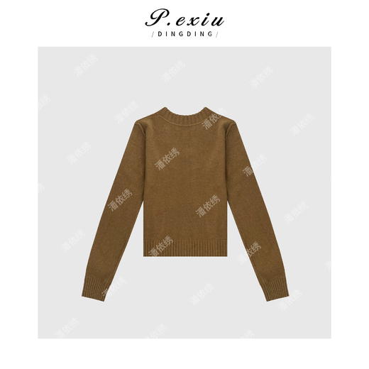 A008潘依绣丁丁宠粉100羊-毛 美拉德色系大V领毛衣 Q1290 商品图1