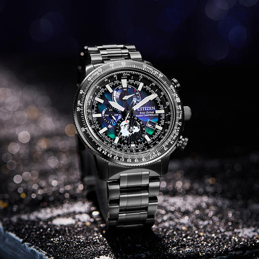 西铁城/CITIZEN不锈钢覆GIP光动能万年历 电波男表BY3005-56E 商品图5