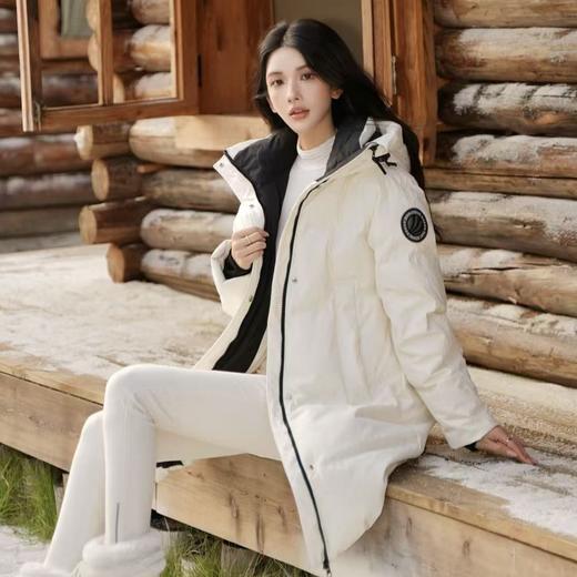 波司登极寒90鹅绒25新款羽绒服女户外防风蓄热连帽中长款显高 商品图0