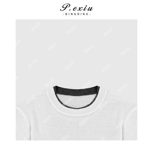 04-1潘依绣丁丁宠粉休闲撞色下摆开叉毛织上衣 Q4571 商品图2