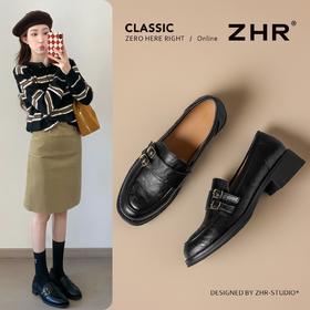 ZHR则则复古手抓纹百搭平底乐福鞋2026春季新款轻便舒适气质单鞋
