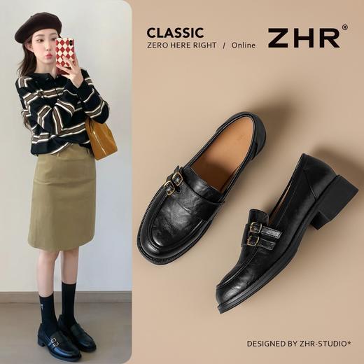 ZHR则则复古手抓纹百搭平底乐福鞋2026春季新款轻便舒适气质单鞋 商品图0
