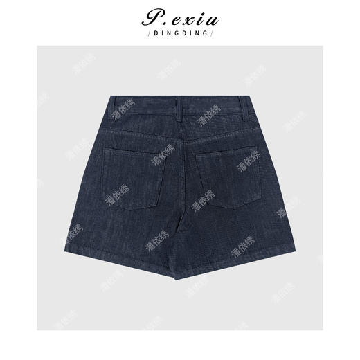 PanYiXiu/潘依绣天丝复古经典水洗阔腿显瘦牛仔短裤 D6891 商品图2