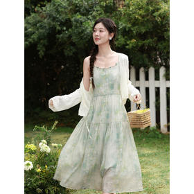 鹿向南「只此青绿」杏色长袖针织衫女春季宽松短款镂空开衫上衣