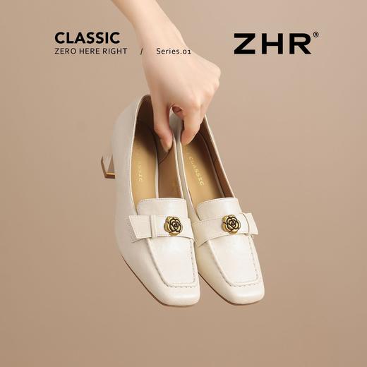 ZHR则则山茶花优雅浅口单鞋女2026新款时髦百搭复古方头粗跟单鞋 商品图6