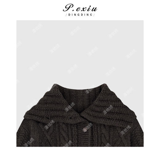 A008潘依绣丁丁宠粉羊-毛 法式风编织花纹排扣毛衣 Q34109 商品图2