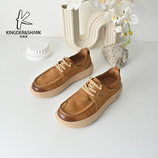 经典鲨2026年春季专柜新品牛皮革男士户外一脚蹬工装休闲鞋KW227-613011 商品图1