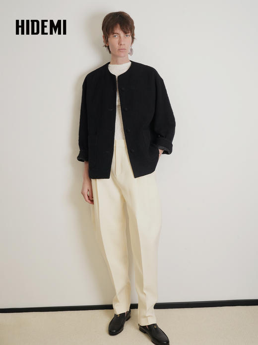 HIDEMI 粗花呢圆领开衫外套 商品图5