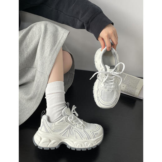 【YW】无忧购春季新款厚底增高网面透气轻便撞色休闲运动老爹鞋MIS-5681（3.7截单后3-7天发货) 商品图8