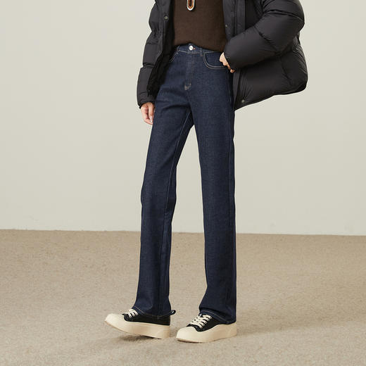 【厚绒-小直筒-长裤】逸阳冬加绒加厚不易褪色烟管牛仔直筒裤4903B 商品图9