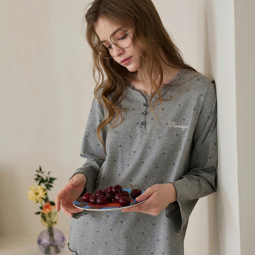 芬腾女士睡衣春秋季新款纯棉长袖套装时尚休闲宽松舒适家居服春天 商品图1