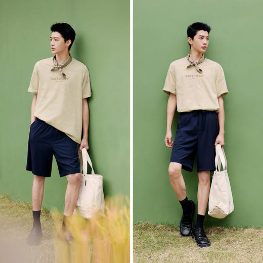 森马短袖T恤男夏季趣味萌宠满印字母针织衫纯棉宽松上衣时尚潮流 商品图4