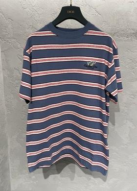 男款条纹logo短袖T恤la010