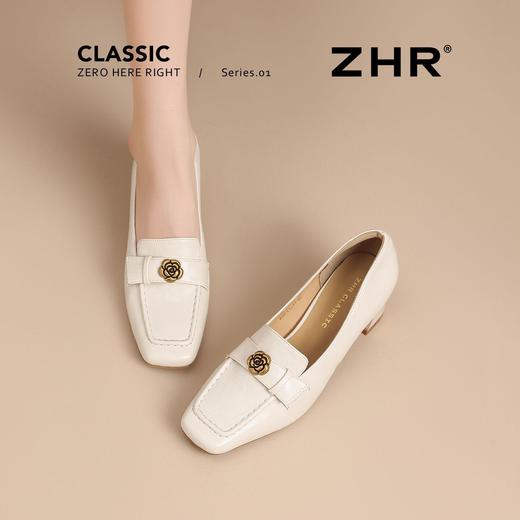 ZHR则则山茶花优雅浅口单鞋女2026新款时髦百搭复古方头粗跟单鞋 商品图5