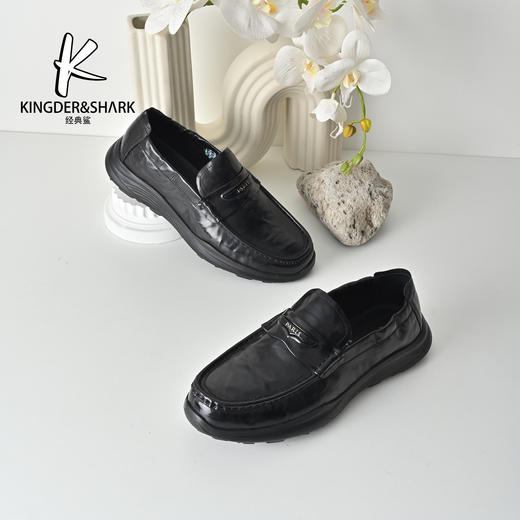 经典鲨2026年专辑专柜新品牛皮革一脚蹬正装商务皮鞋KW366-613021 商品图4