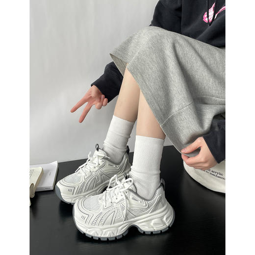 【YW】无忧购春季新款厚底增高网面透气轻便撞色休闲运动老爹鞋MIS-5681（3.7截单后3-7天发货) 商品图6