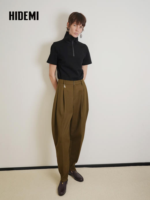 HIDEMI 美丽奴羊毛经典松弛感锥形裤西裤长裤 商品图6