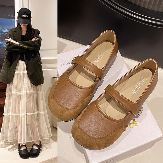 【YW】无忧购复古拼接玛丽珍单鞋女款春季浅口法式勃肯鞋582（3.1截单后3-7天发货) 商品图0