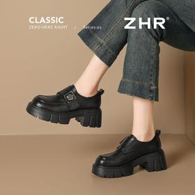 ZHR则则复古经典厚底增高乐福鞋2026春季新款百搭舒适通勤小皮鞋