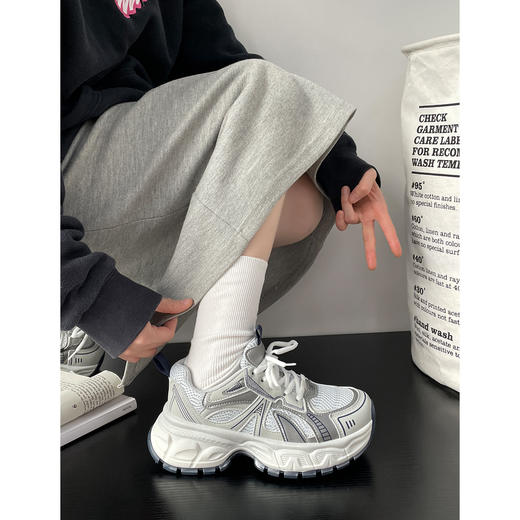 【YW】无忧购春季新款厚底增高网面透气轻便撞色休闲运动老爹鞋MIS-5681（3.7截单后3-7天发货) 商品图5