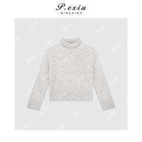 A008潘依绣丁丁宠粉100羊-毛 气质温柔花纱高领毛衣 Q45016