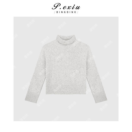 A008潘依绣丁丁宠粉100羊-毛 气质温柔花纱高领毛衣 Q45016 商品图0