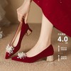 ZHR则则红色婚鞋女鞋2026新款轻奢优雅珠花尖头舒适粗跟单鞋婚礼 商品缩略图2